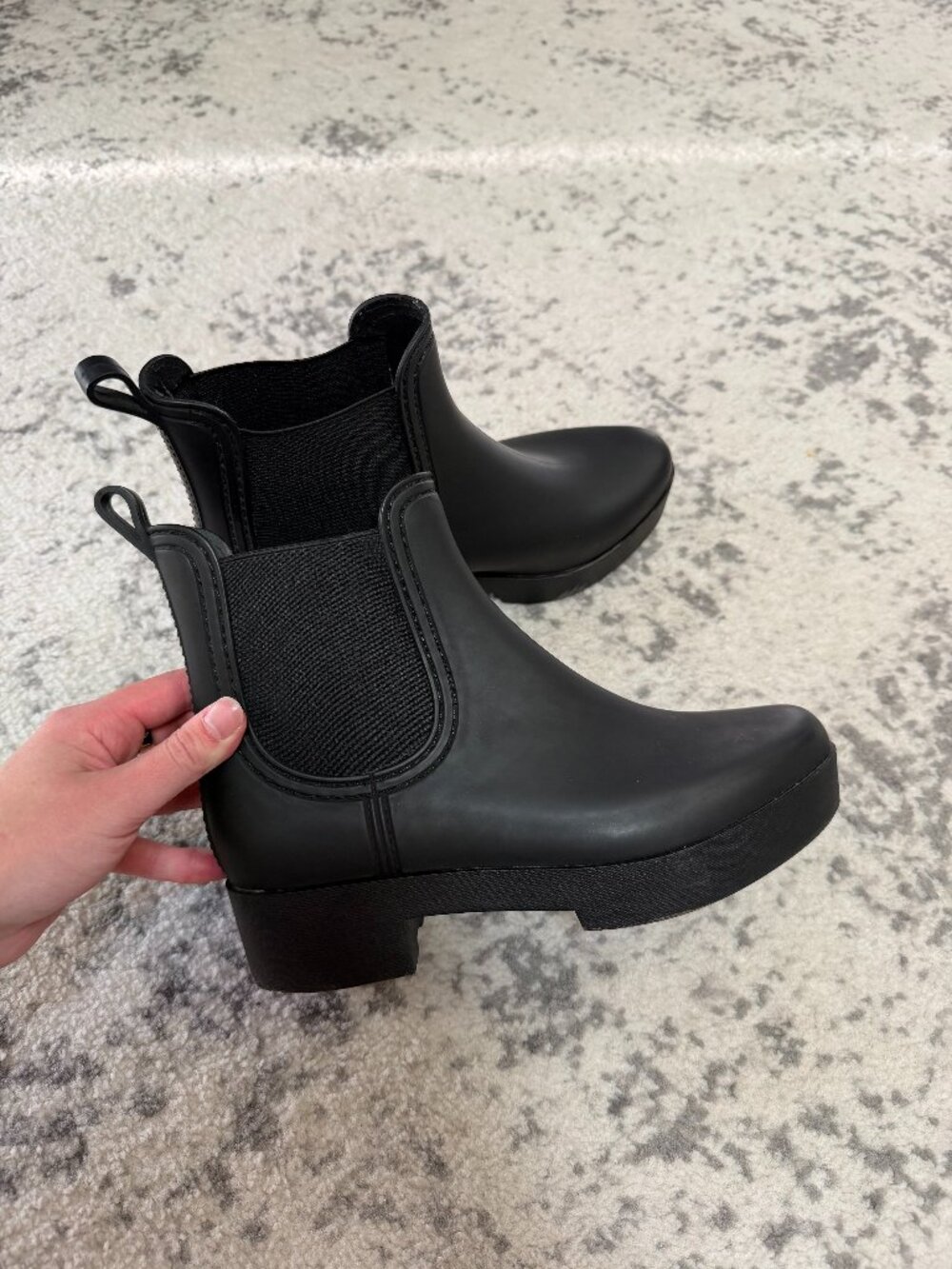 Jeffrey Campbell Black Chelsea Rain Boots Size 8.5
